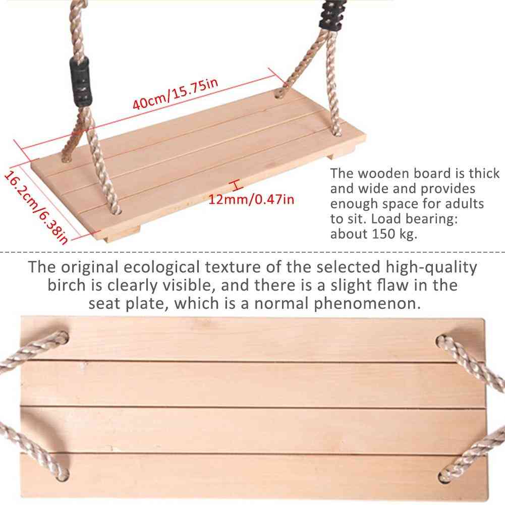 Anti-corrosion Adjustable Wood Swing Garden Seat, Outdoor / Indoor Playground Backyard, Hanging Chair