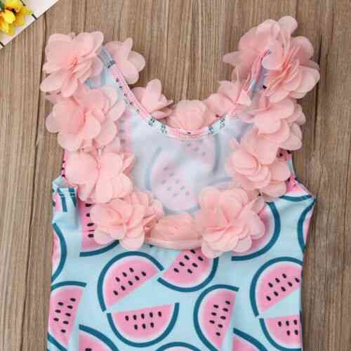 Baby flickor vattenmelon baddräkt, 1 del blommiga badkläder simning söt bikini