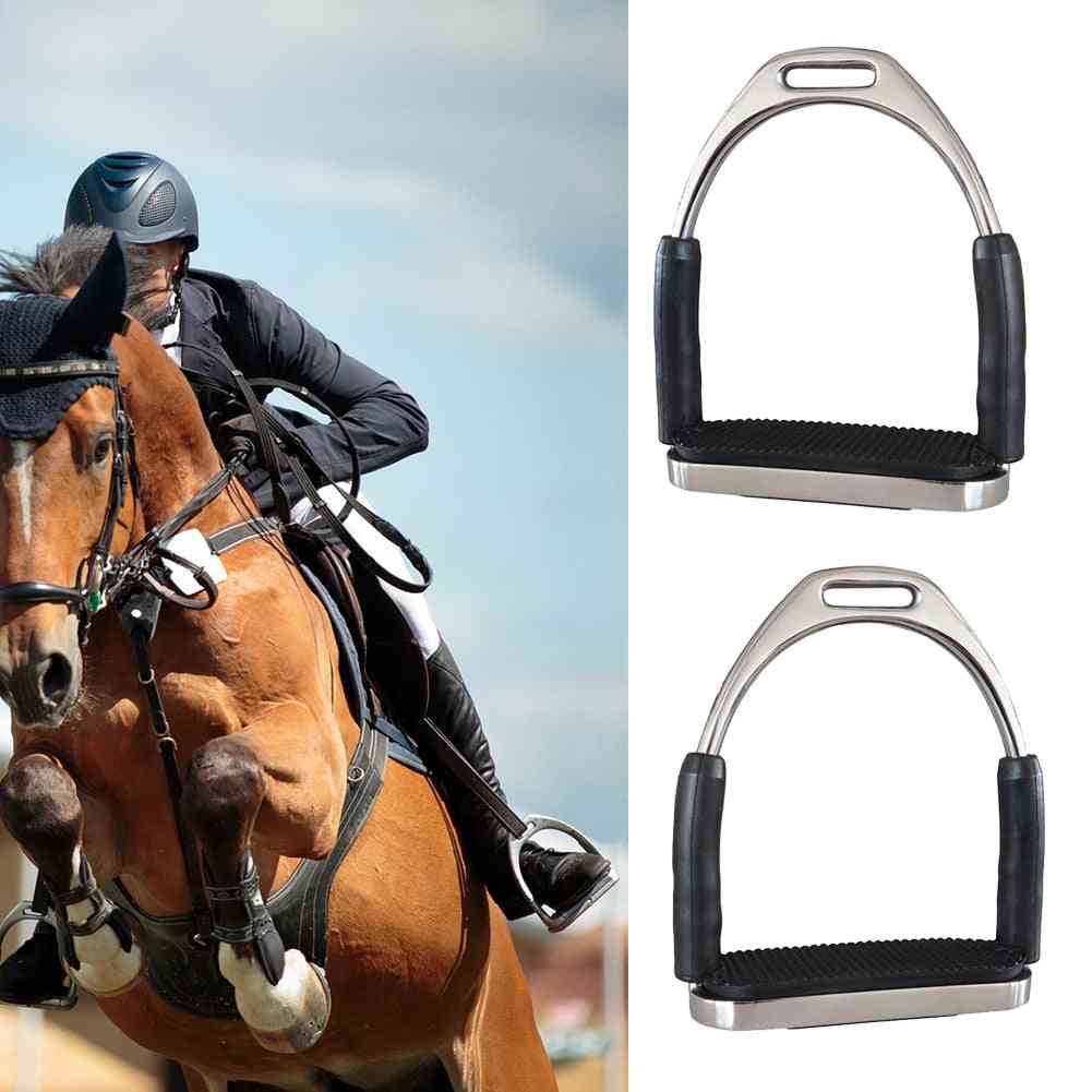 Stainless Steel Anti-slip Durable Racing Stirrups, Safety Horse Riding Folding Saddle Pedals Equipment