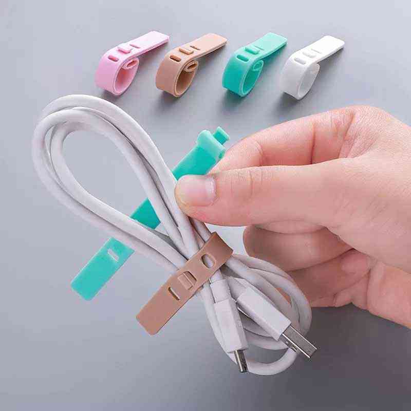 4 pièces organisateur de câble en silicone USB données enrouleur de cordon, support de protection de fil bureau ensemble de bureau fixe