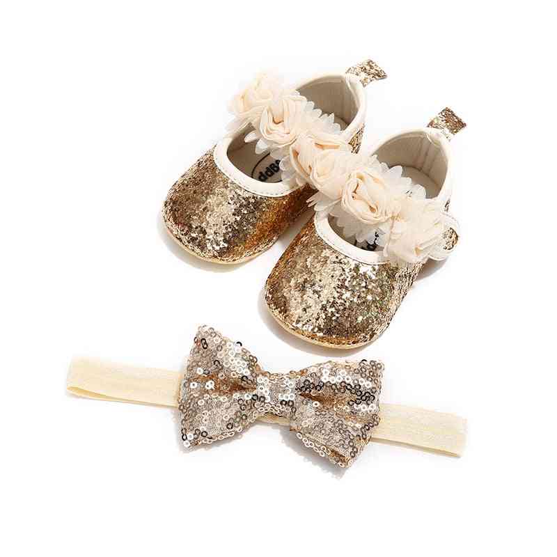 Sequins Glitter Crib Shoes And Headband For Newborn