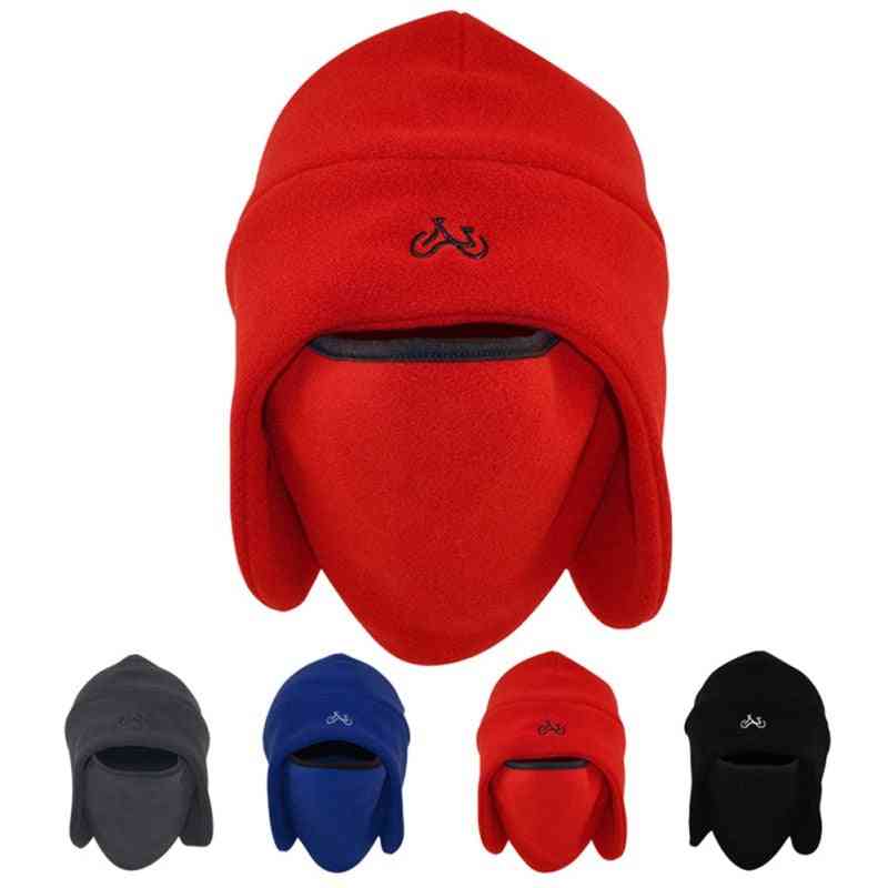 Hiking & Camping Thermal Fleece Hat, Hooded Neck Warmer Winter Sports Face Mask