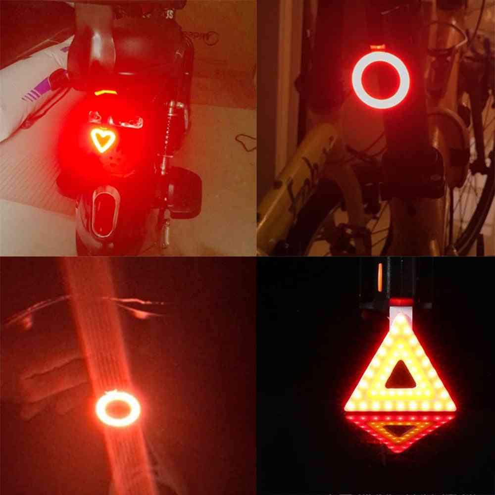 Múltiples modos de iluminación luz de bicicleta carga usb flash cola trasera montaña bicicleta