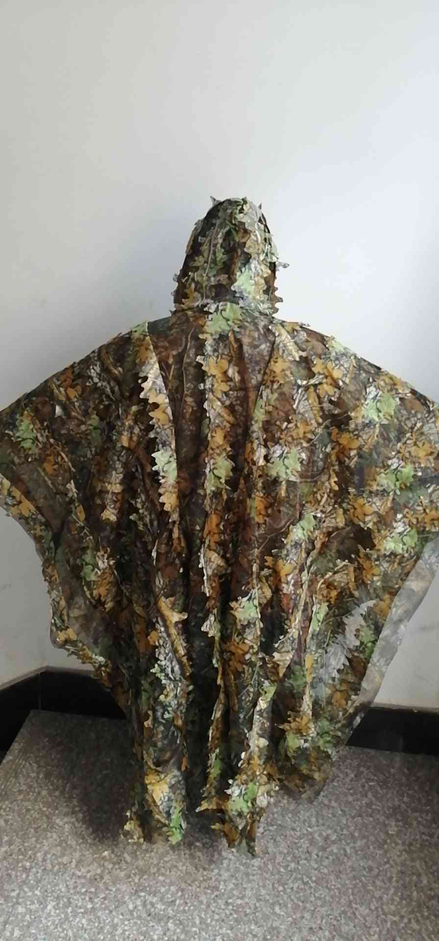 Listové pončo džungle ghillie obleky, lov kamufláže 3d bionický list