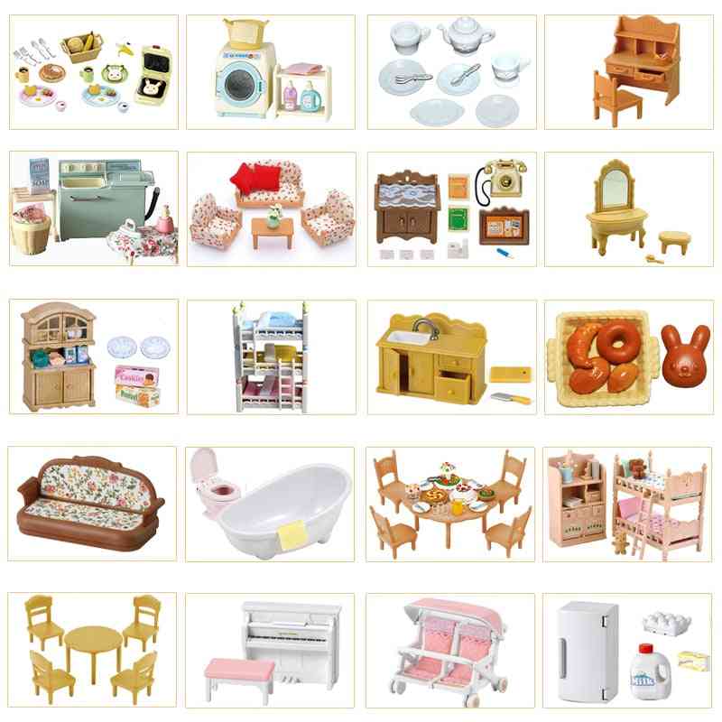 Dollhouse, Furniture/kitchen/bathroom/food Playset Accessories