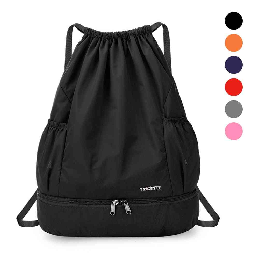 Skládací batoh se stahovací šňůrkou, sportovní taška na tělocvičnu s mokrými a suchými přihrádkami