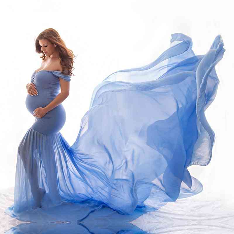 Long Tail Maternity Photography Props Maxi Dresses For Pregnant Women Clothes