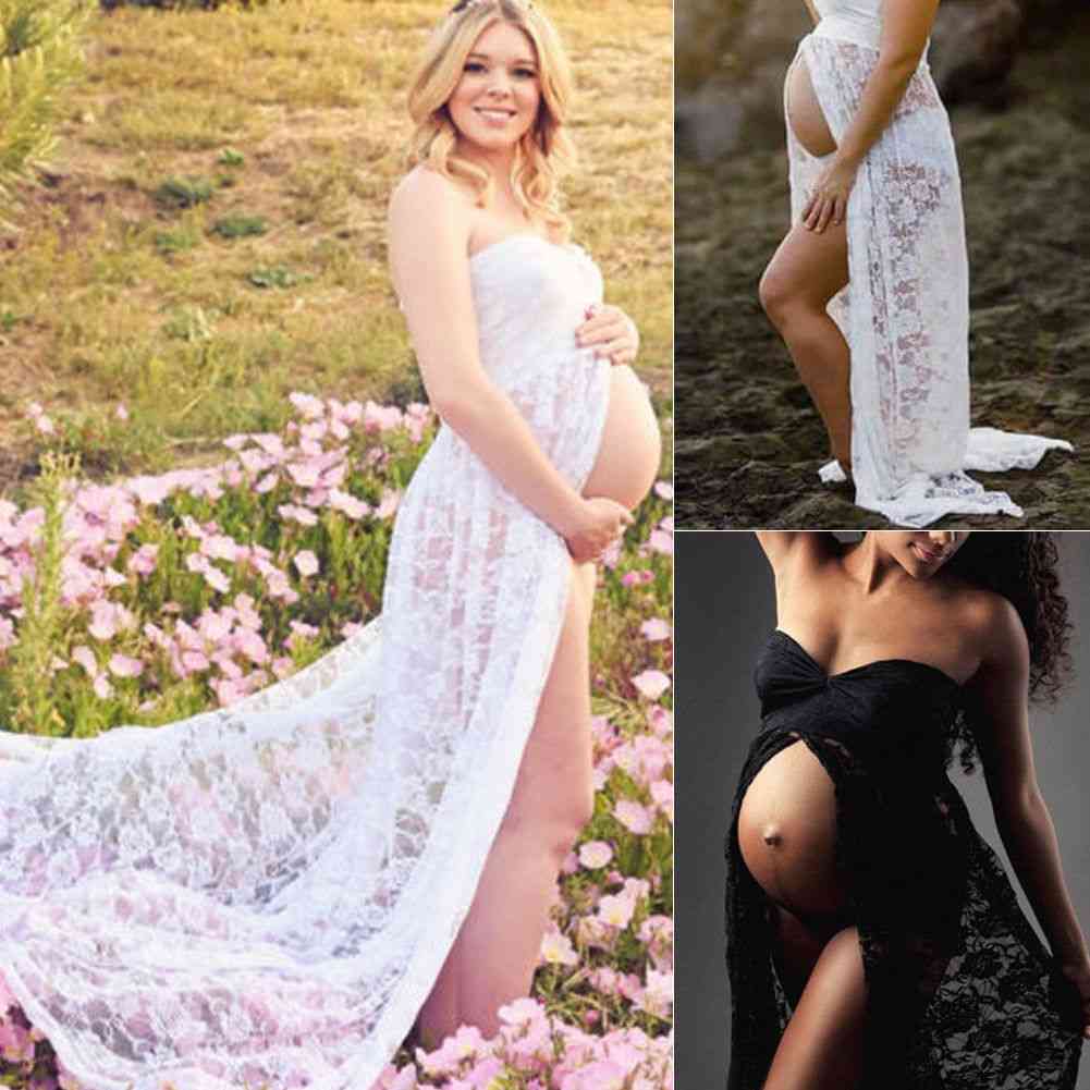 Suknia koronkowa fantazyjna, para rekwizyty do fotografii ciążowej maxi