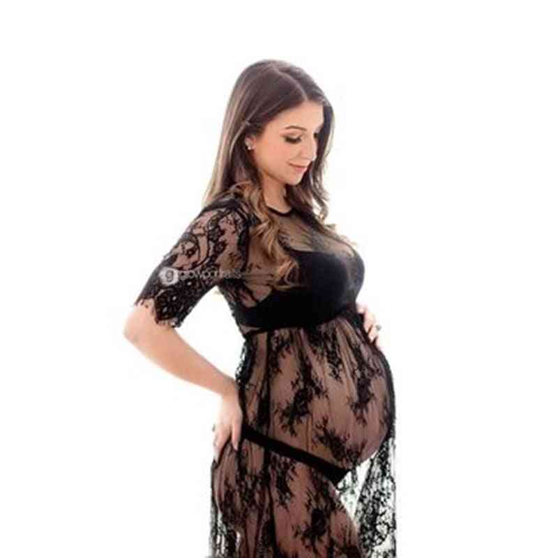 Letné čipkované tehotenské šaty na fotenie tehotných žien