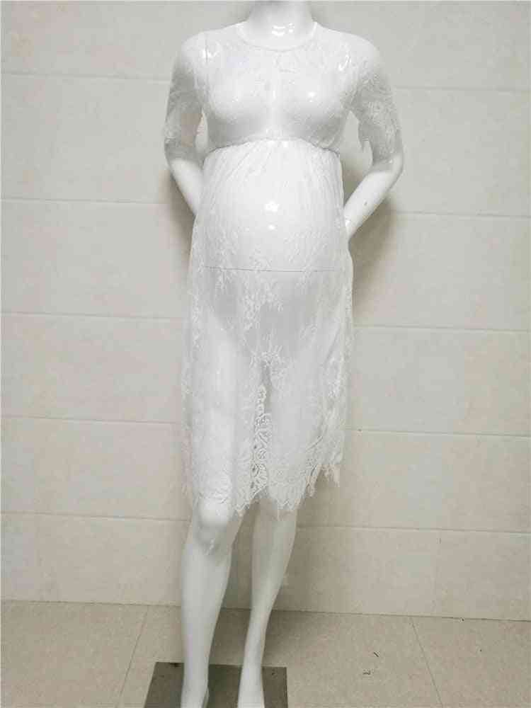 Letné čipkované tehotenské šaty na fotenie tehotných žien