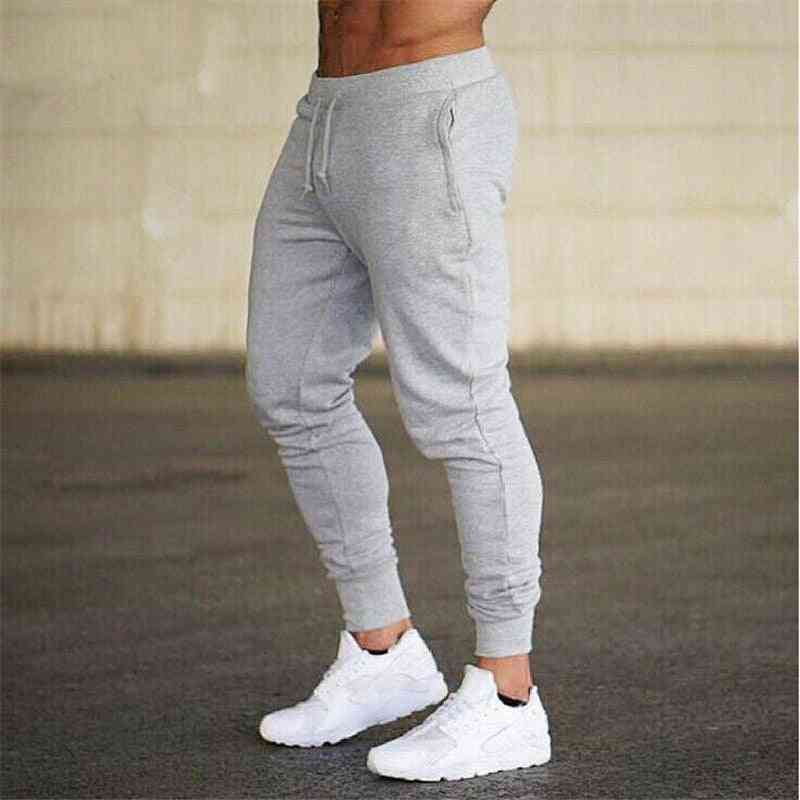 Fitness Solid Running Men Sport Pencil Pants, Cotton Soft Joggers Gym Trousers
