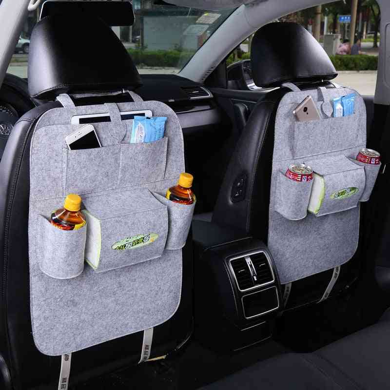 Car Felt Hanging Bag Pu Leather Pad Seat Storage Bag Travel Tray Car Seat Storage Bag