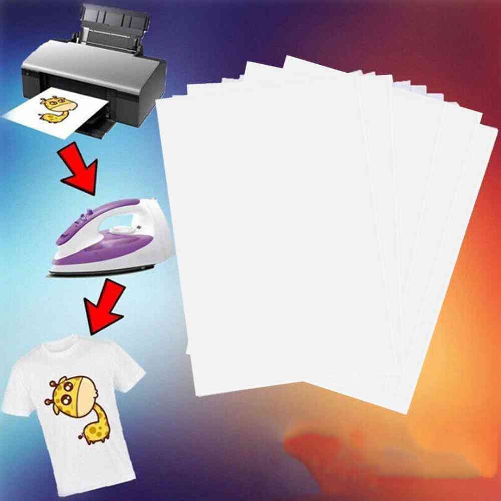 Papel de transferencia plancha sobre telas ligeras de prensado en caliente papel de impresión de inyección de tinta para camisetas a4 craft (20 piezas)