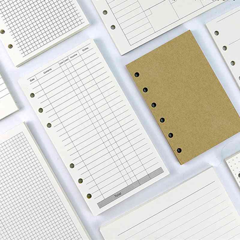 A5 a6 a7 blanco marfil estándar juego de recarga de papel de hojas sueltas de página interior de 6 orificios