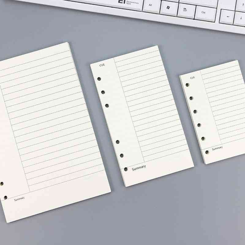 A5 a6 a7 blanco marfil estándar juego de recarga de papel de hojas sueltas de página interior de 6 orificios