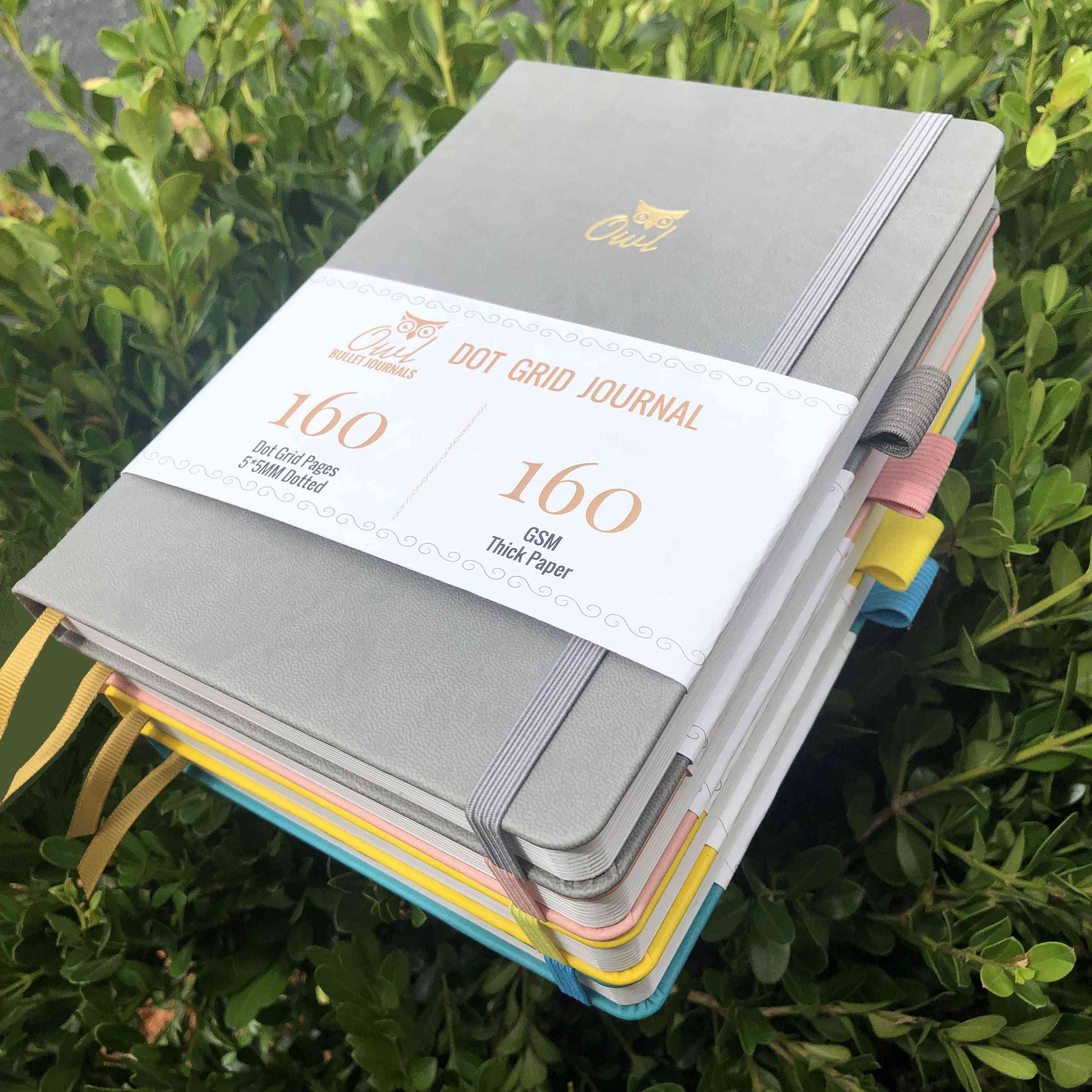Diario dot gird cuaderno con 160 páginas, planificador de bricolaje de papel de bambú ultra grueso