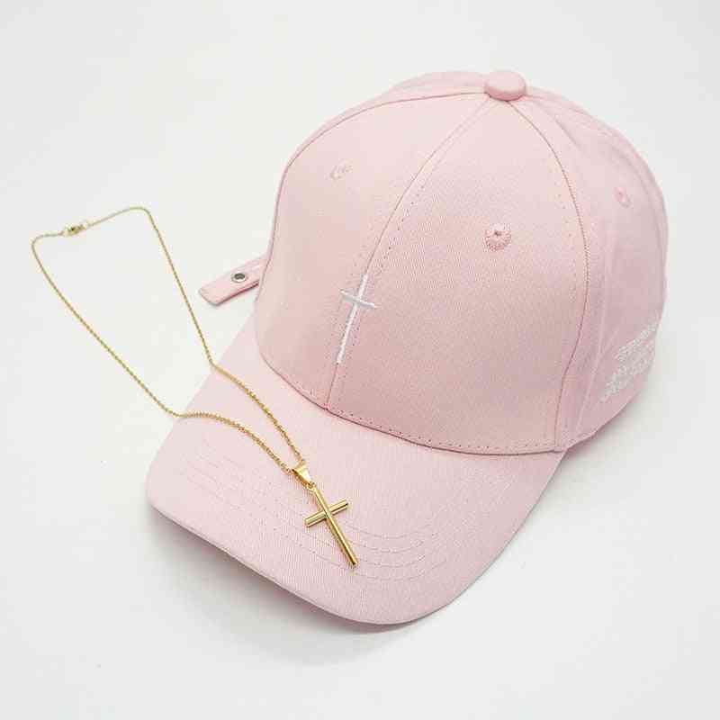 Men & Women Fashion Embroidery Cross Baseball Cap, Cotton Snapback Hat