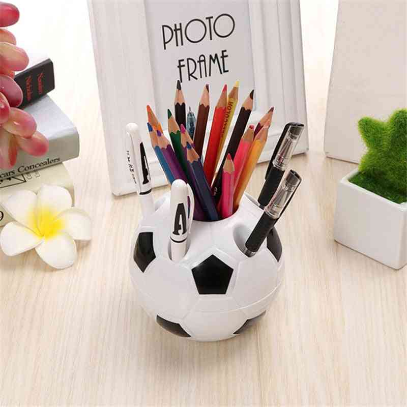 Football Pen, Pencil Holder Round Desk Set- Accessories For Offices, School, Kids