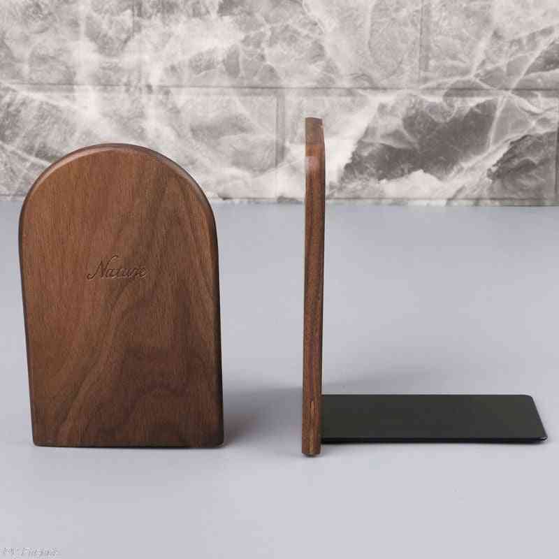 Walnut Wood Book Stand, Desktop Bookends Holder Shelf For Office, Home