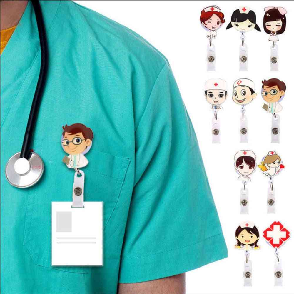 Retractable Badge Reel Nurse Id Name Card Holder - Cute Clips Key Belt Keychain