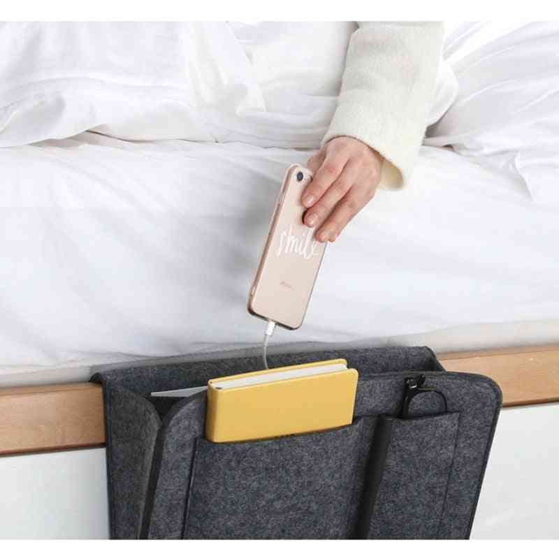 ágy melletti függesztőszervező zsebbel magazin / telefon / apróságok számára