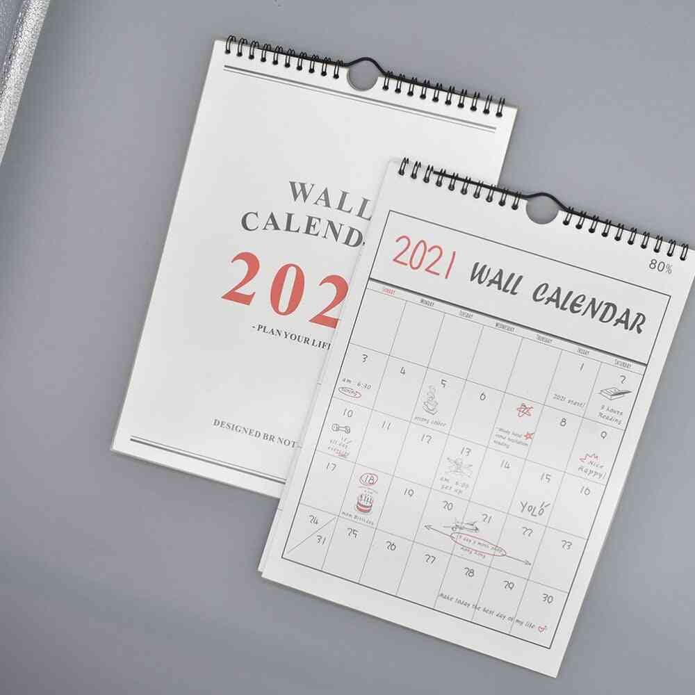 Daglig tidsplan håndmalet kalender, månedlig vægkalender dagsplanlægning