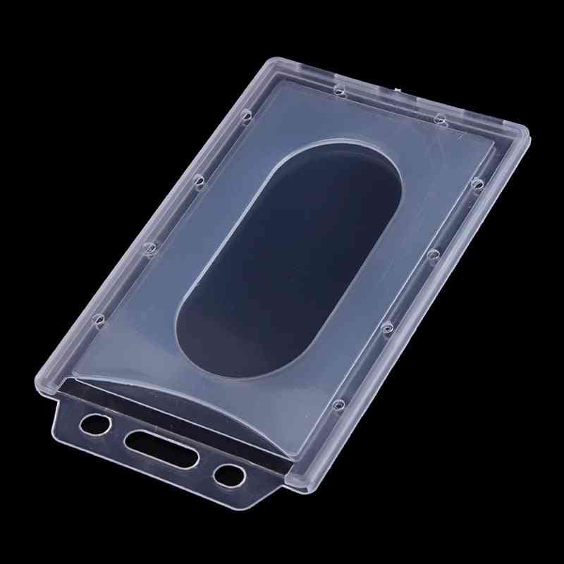 Transparent Plastic Vertical Hard Id Access Card Cover, Credit Card Case Badge Holder Double Side Card Holder Case