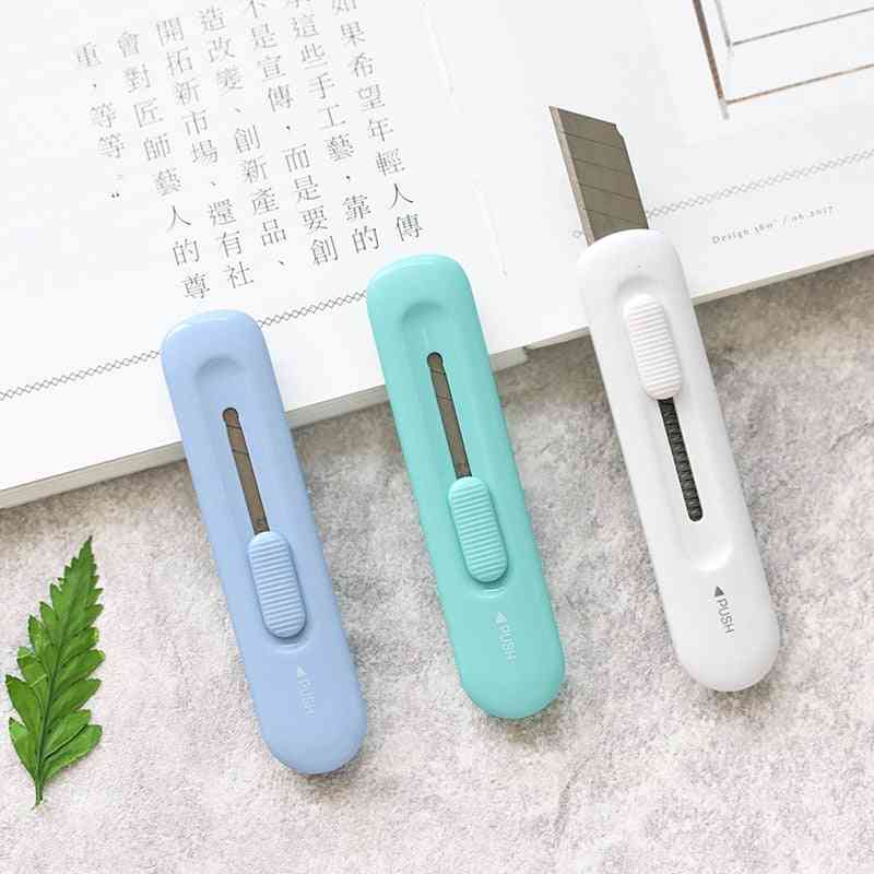 1pc Simple And Pure Color Rebound Type Utility Knife, Mini Cute Cutter