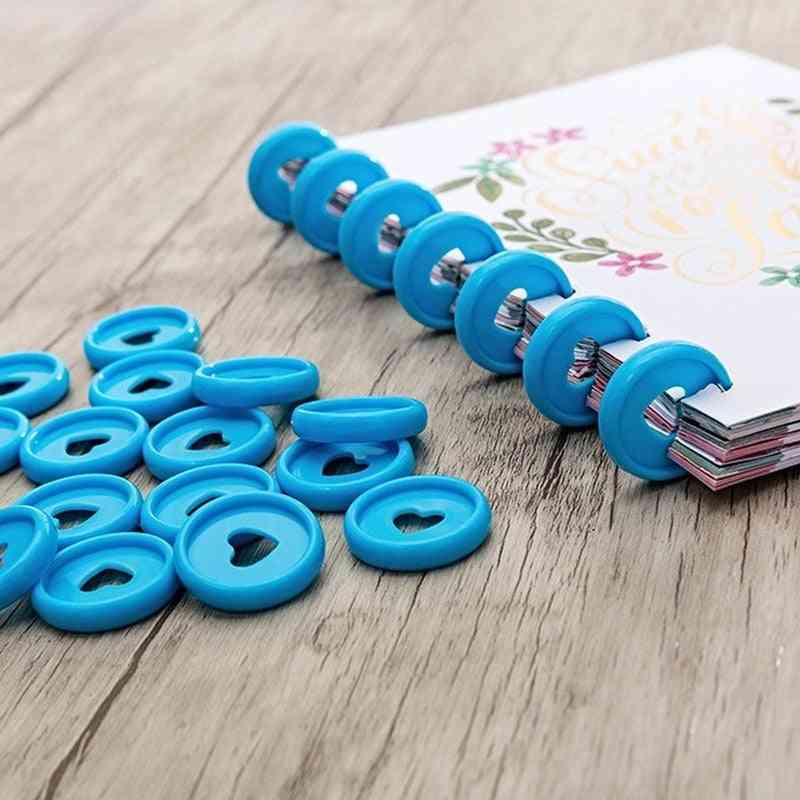 Fibbia ad anelli per raccoglitore ad anelli in plastica per notebook da 24 mm da 100 pezzi, fibbia a disco in plastica pieghevole a 360 gradi