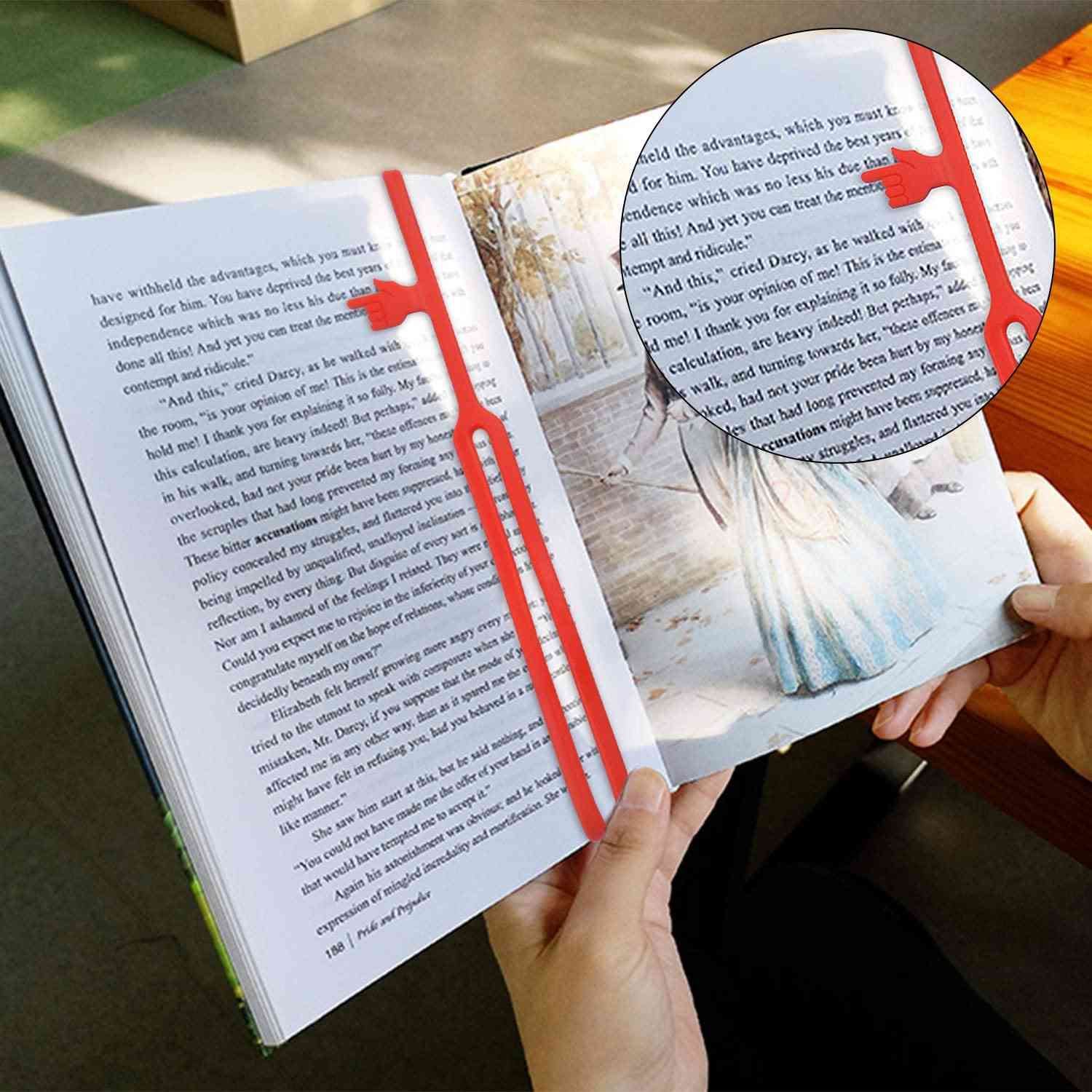 Silicone Finger Point Bookmark For Books Elastic Rubber Strap, Book Marker Reading Page Holder