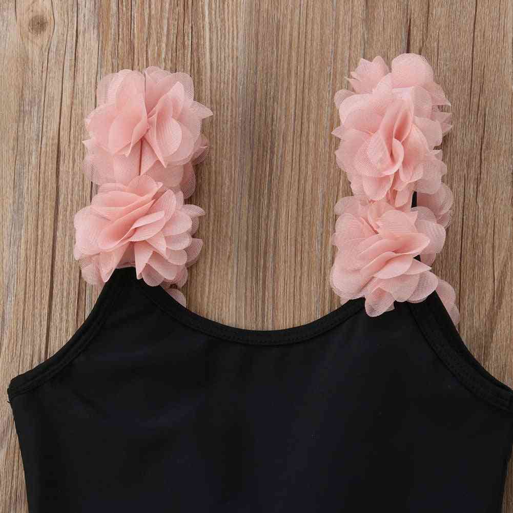 Princess Baby Flower Halter Swimwear Bodysuit Bikini Set
