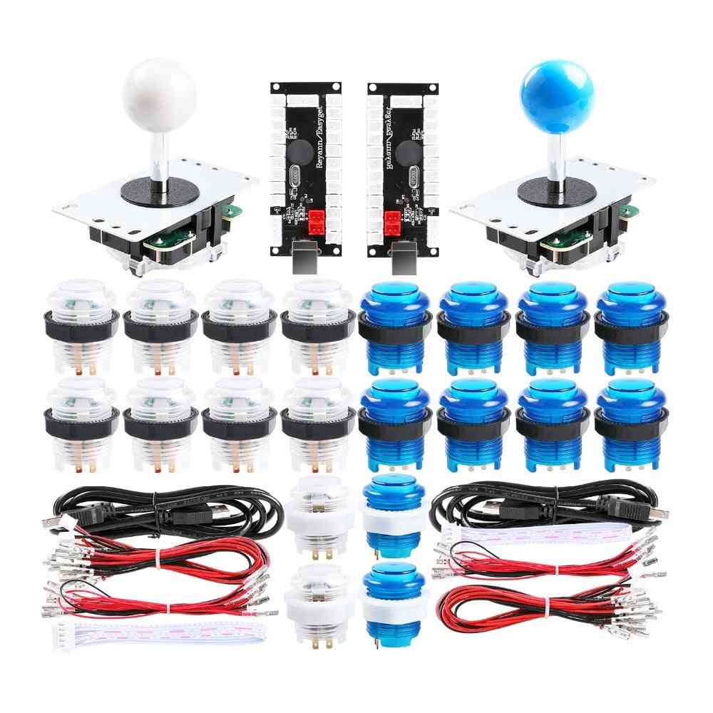 2-player Diy Arcade Joystick Kits With 20 Led Arcade Buttons + 2 Joysticks + 2 Usb Encoder Kit + Cables Arcade Game Parts Set