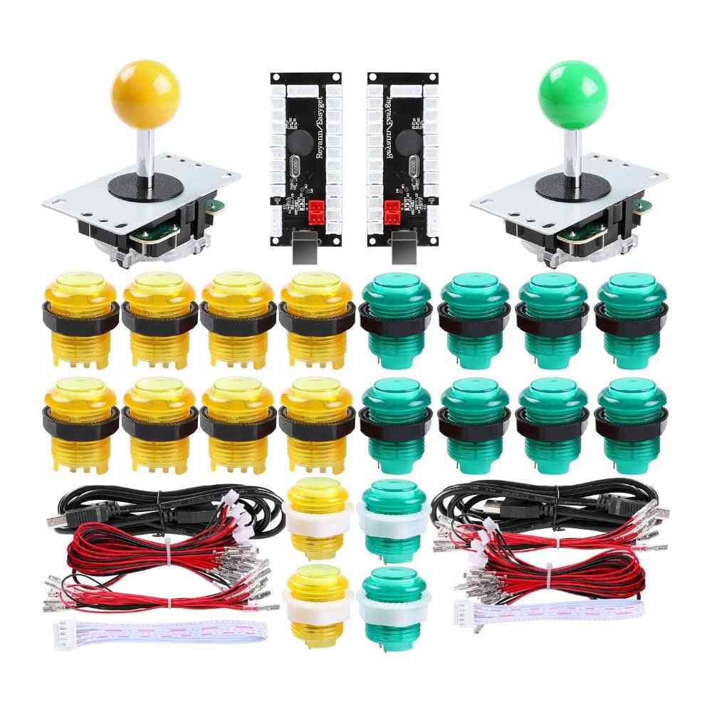 2-player Diy Arcade Joystick Kits With 20 Led Arcade Buttons + 2 Joysticks + 2 Usb Encoder Kit + Cables Arcade Game Parts Set