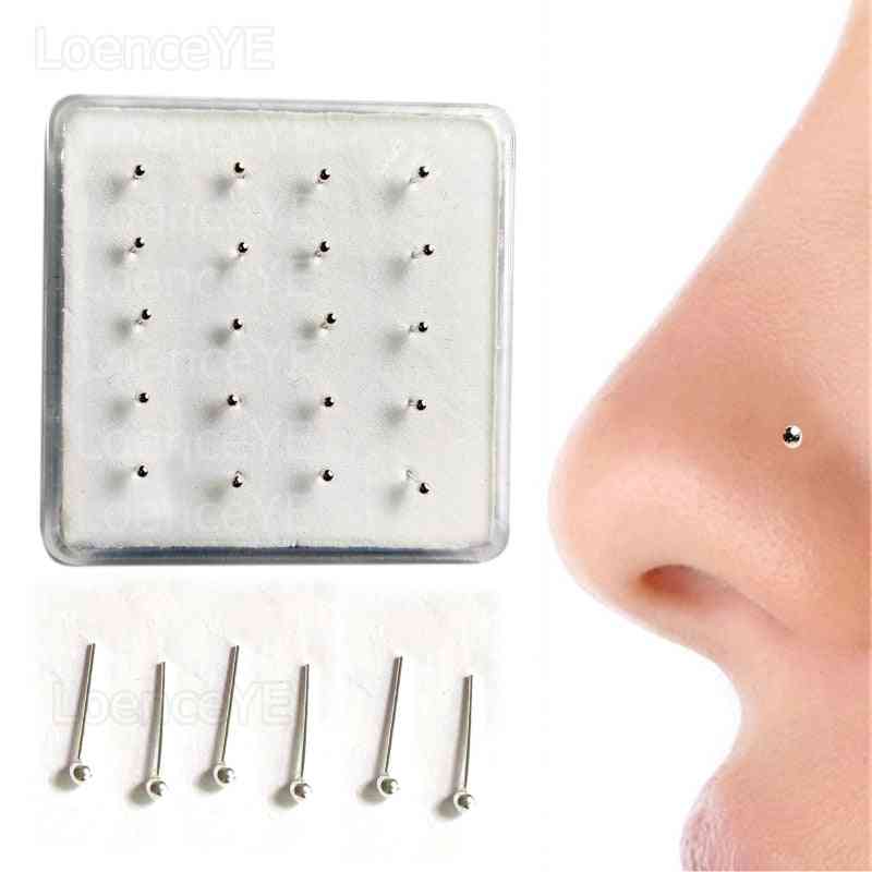 Sterling Silver Nose Stud Pin, Classic Nostril Piercing Jewelry