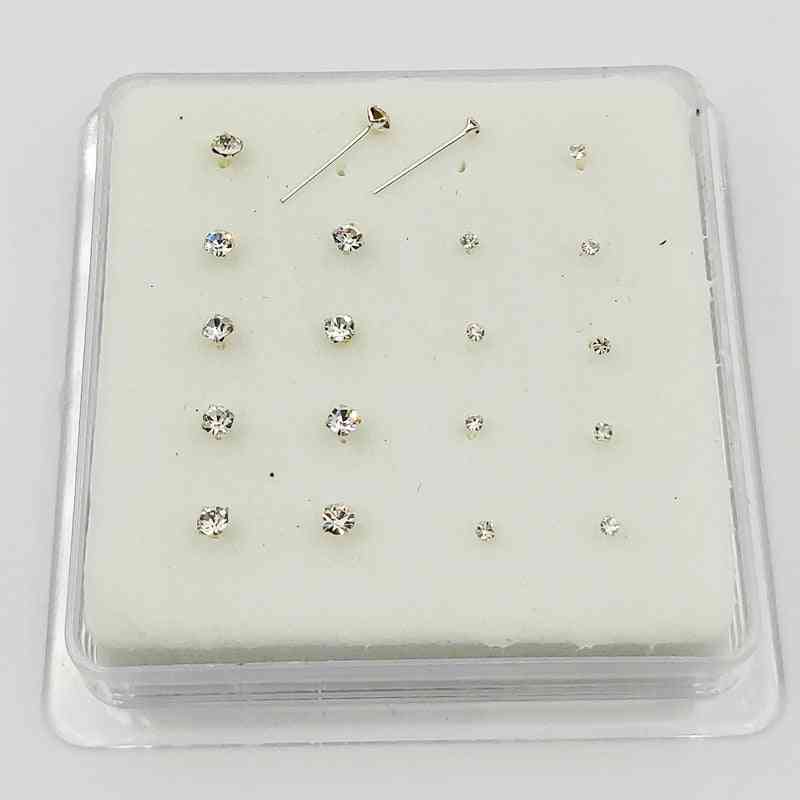 10pcs 2.5mm, & 10pcs 1.5mm Sterling Silver Nose Stud, Mixed Pin, Nostril Piercing
