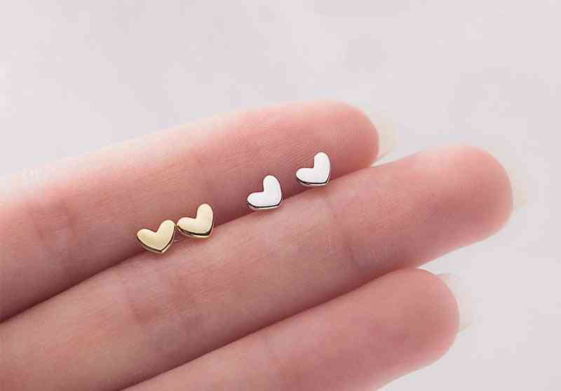Sterling Mini Small Love Heart Stud Earrings
