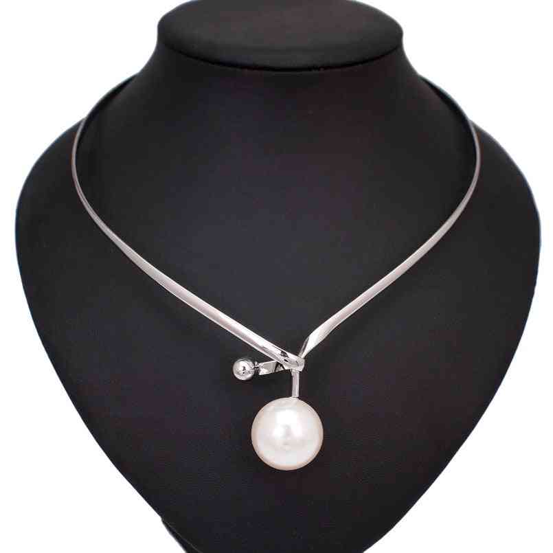 Simulated Pearl Pendants Necklaces