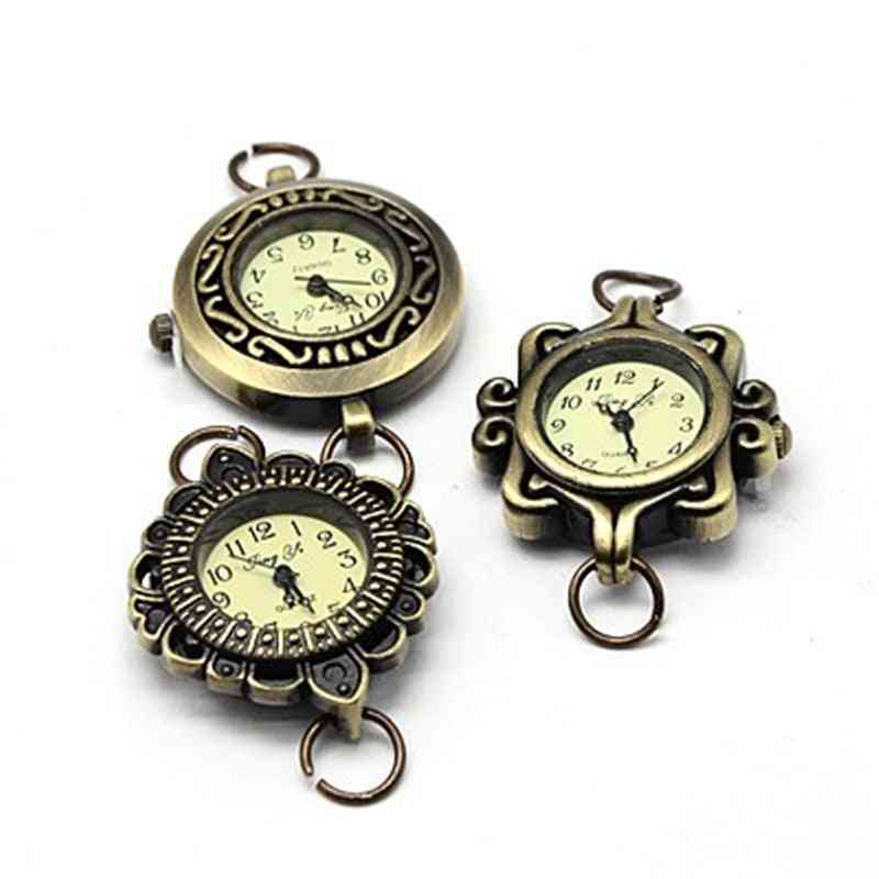 Alloy Face Head Watch Components, Mixed Style In Random, Antique Bronze