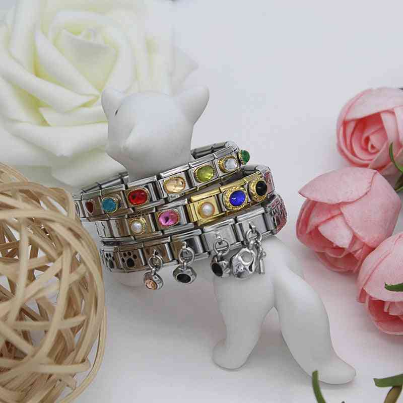 Original daisy rhinestone high-end charm passar armband rostfritt stål smycken tillverkning