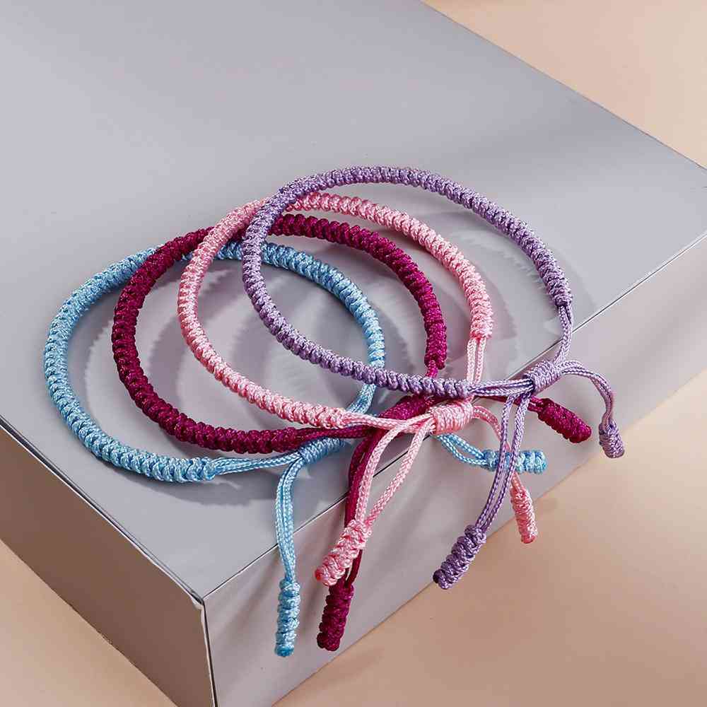 Lucky Red Nylon Thread Bracelet, Tibetan Buddhist Handwoven Braided Rope Knots Bracelets, Prayer Charm, Jewelry Lover Wristbands