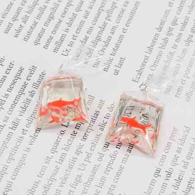 10pcs Transparent Resin Goldfish Charms - Small Fish Jewelry Pendant Earrings
