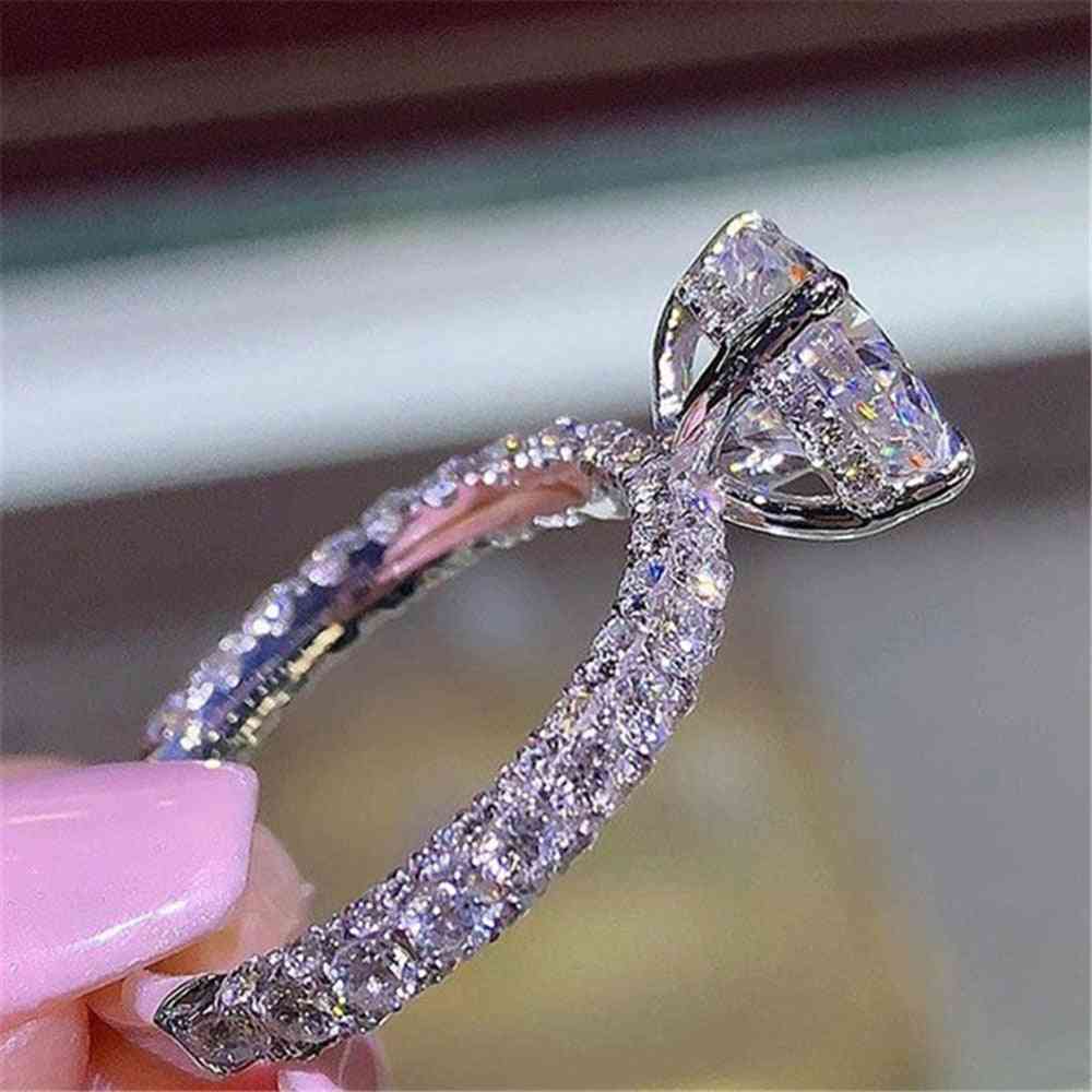 Charm Full Zircon Crystal Engagement Ring