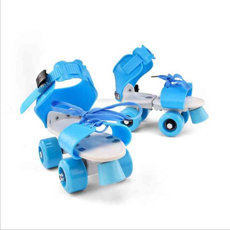 Tênis de patinação com 4 rodas, fileira dupla, tamanho ajustável