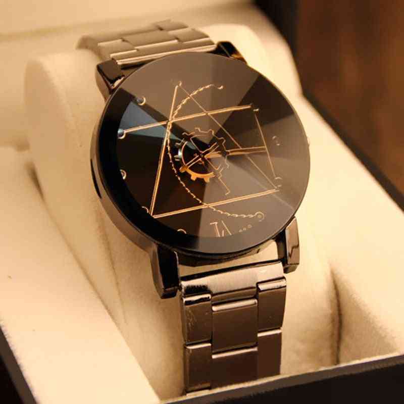 Men Women Stainless Steel Fashion Pair Watches Clock