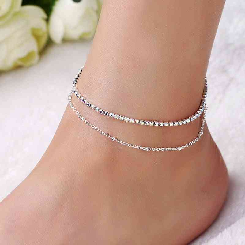 Fashion Double Layer-chain, Crystal Anklet