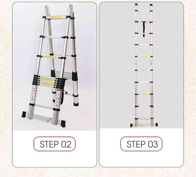 Retractable Folding Aluminum Herringbone Telescopic Extension Ladder