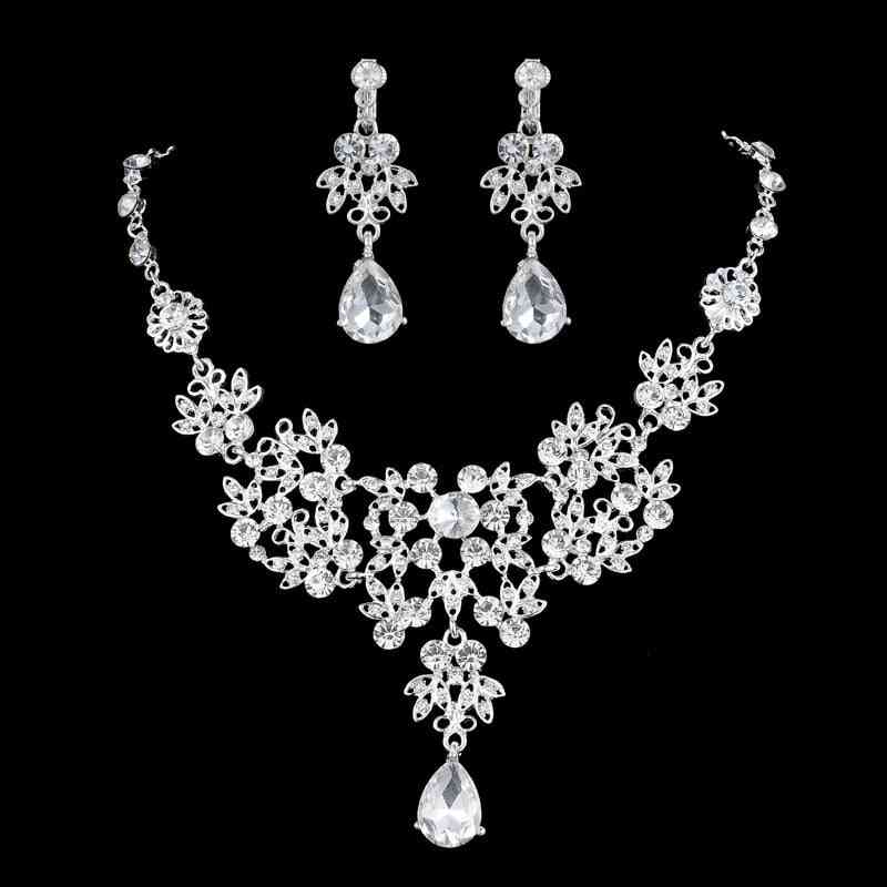 Modna kristalna tijara, krunice, naušnice, ogrlica, dodaci za vjenčani nakit