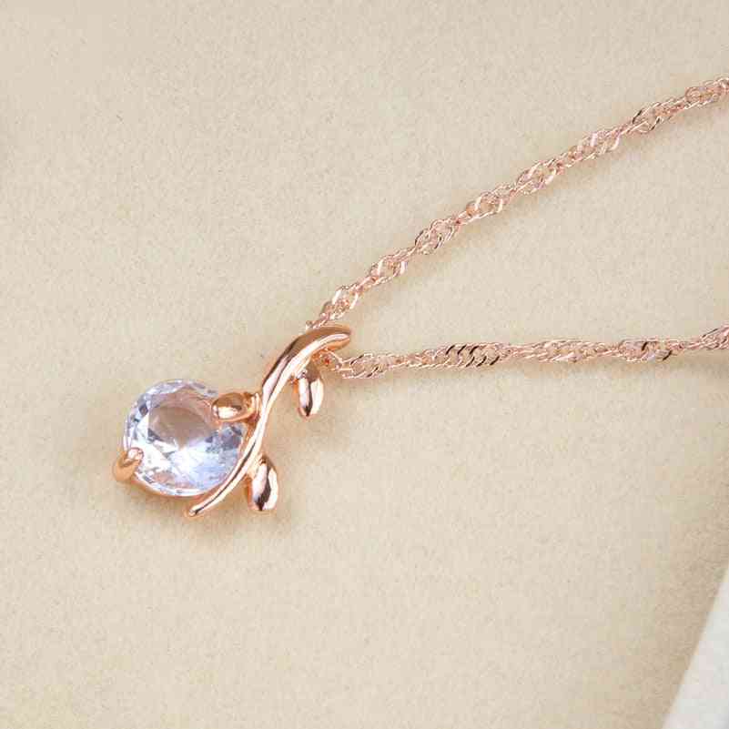 Women Crystal Pendants Necklaces, Earrings & Ring Bridal Jewelry Sets