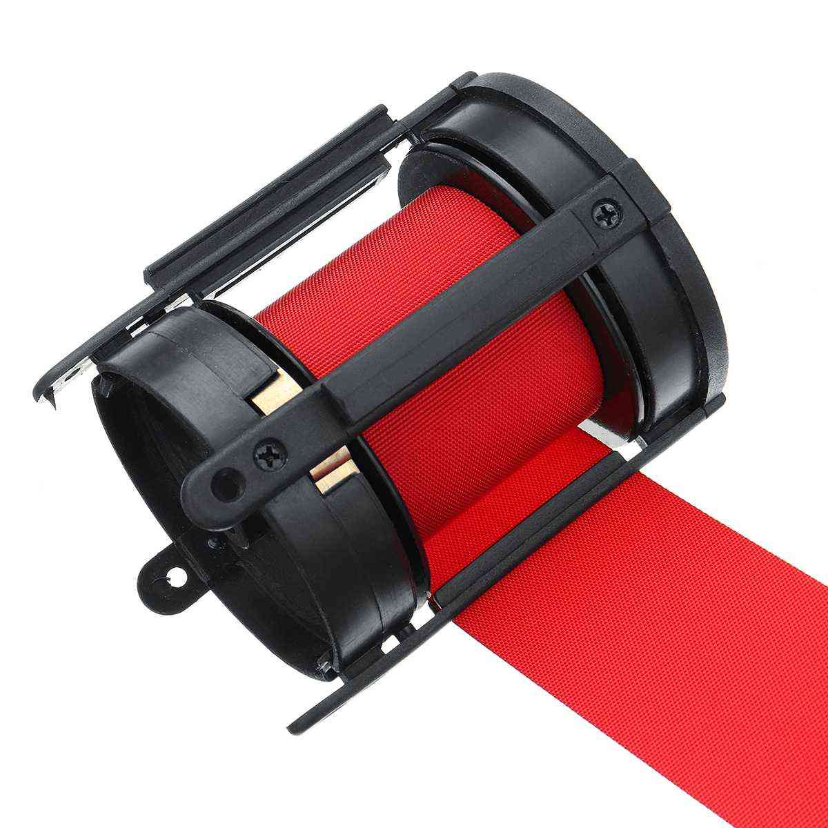Retractable Ribbon Barrier Sport Outdoor Wall Mount Stanchion Queue Red Belt Tape