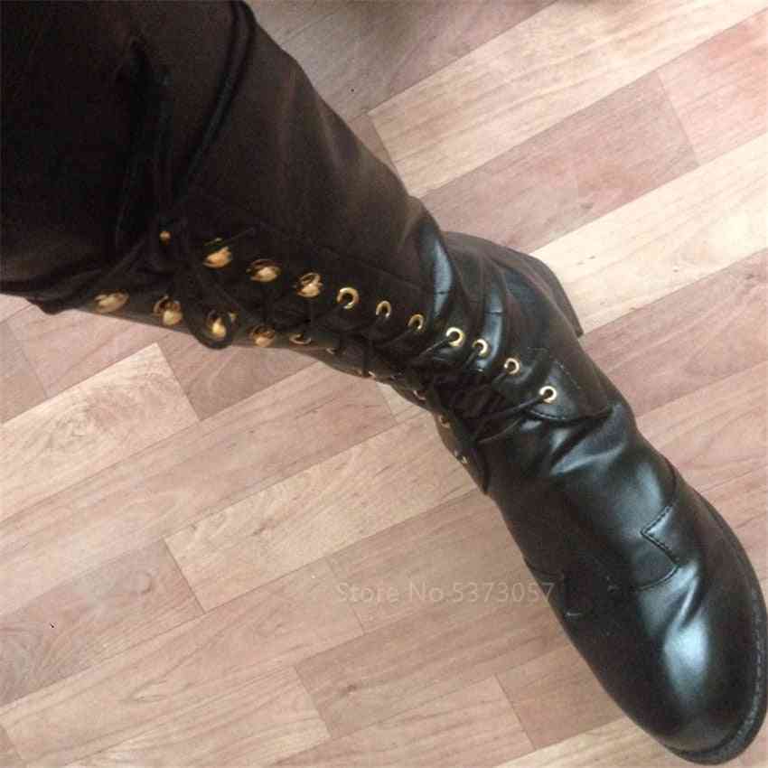 Lace Up  Knight Cosplay Retro Steampunk Renaissance Costume Boots